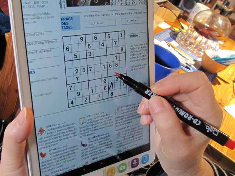 Sudoku ausfüllen auf Tablet